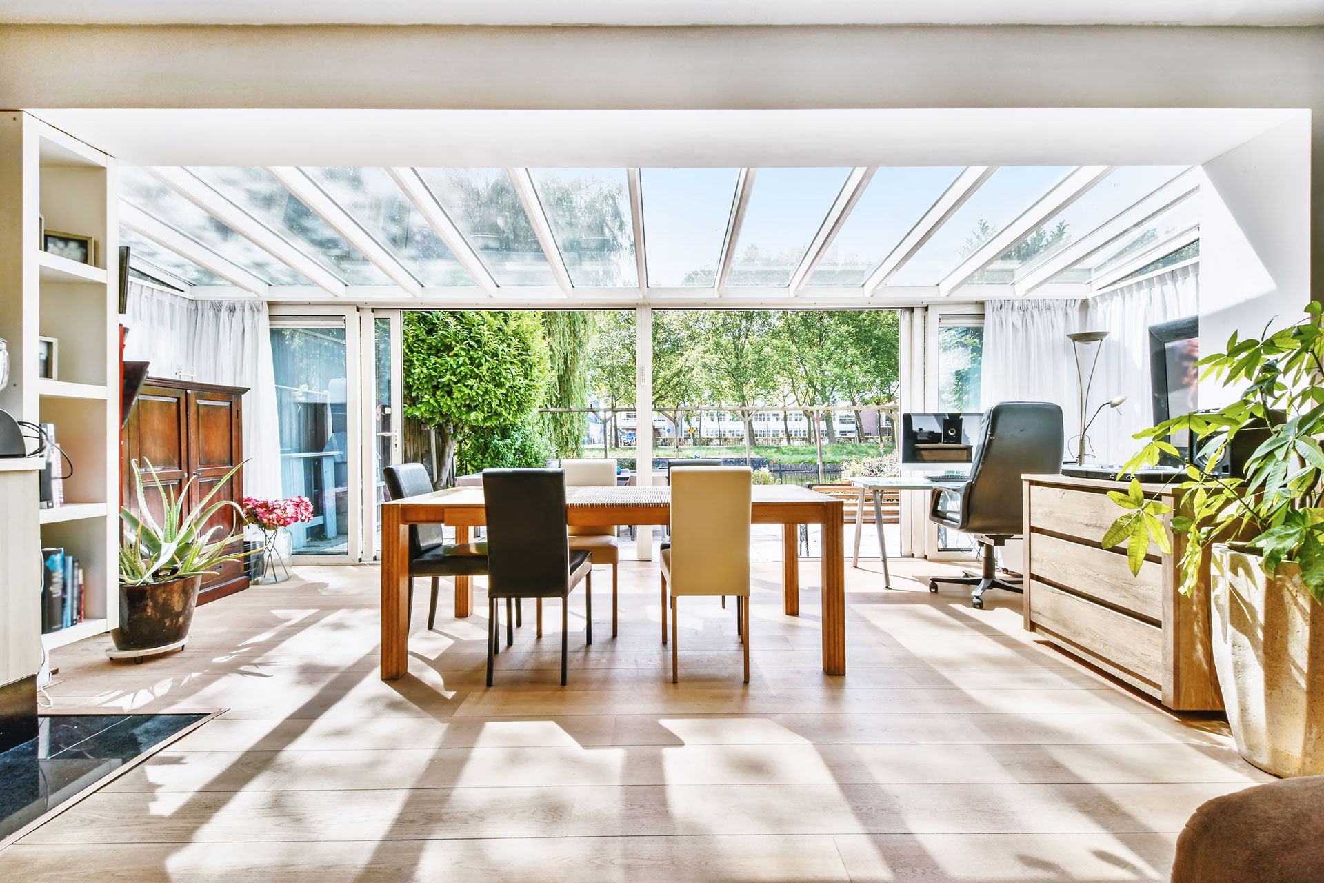Sunroom and dining area.