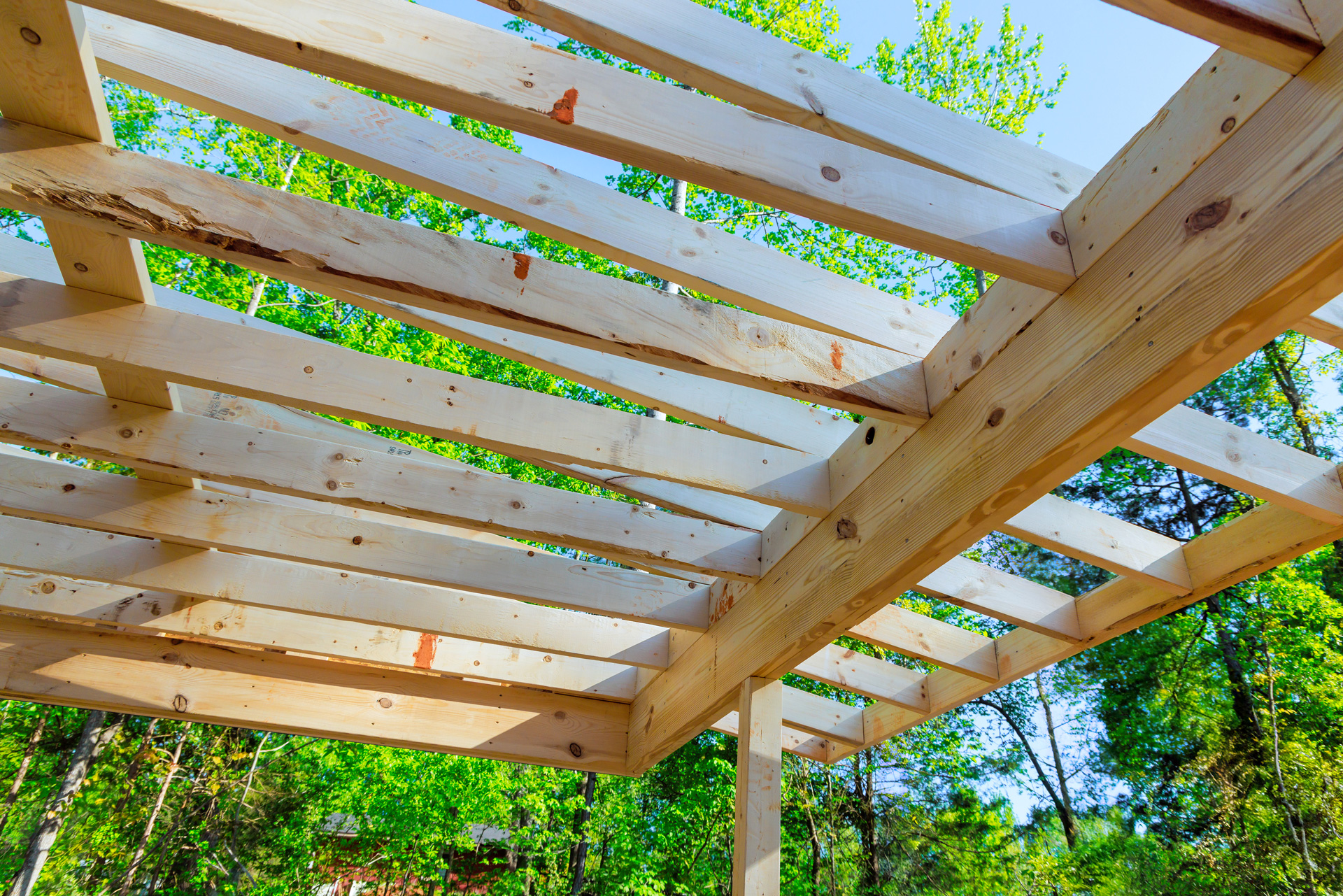 Wooden patio cover.